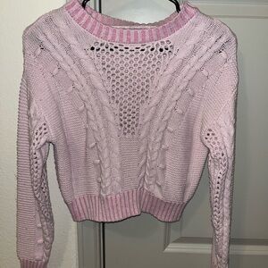 Cozy Pink Cable Knit Sweater